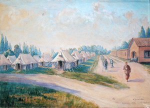 Rekonvalescentní čtvrť kanadské vojenské nemocnice v St. Cloud (akvarel na papíře) od Charles Andre Igounet de Villers
