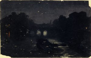 Efekt noci na břehu Seiny, asi 1870 (olej na plátně) od Charles Emile Cuisin