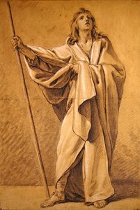 Studie svatého Rocha (černé a bílé křídy na papíře)