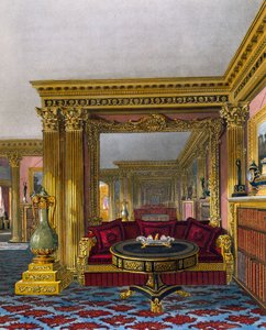 Zlatý salon, rytina Williama Jamese Bennetta (1787-1844), podle návrhu Charlese Wilda (1781-1835), Z historie královských sídel od Charles (after) Wild
