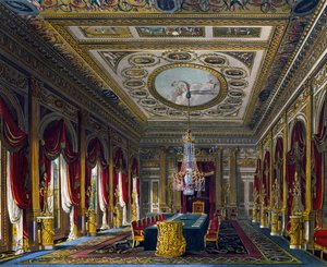 Trůnní sál, rytina Thomase Sutherlanda (1785-1838), podle návrhu Charlese Wilda (1781-1835), Z historie královských sídel