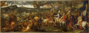 Alexandr a Porus - Alexandr Veliký a indický král Porus ... od Charles (studio of ) Le Brun