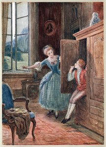 Scéna z Mozartovy opery Figarova svatba. (Le Nozze di Figaro), komická opera (opera buffa) s libretem Lorenza da Ponte (1749-1838) podle Beaumarchaise, poprvé uvedena 1. května 1786 v Burgtheatru ve Vídni.