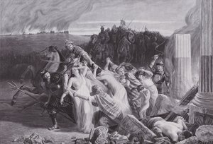 Galové unesení Huny (litho) od Charles Alexandre Coessin de la Fosse