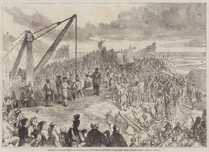 Ceremoniál položení základního kamene Wallace Monument na opatství Craig, Stirling