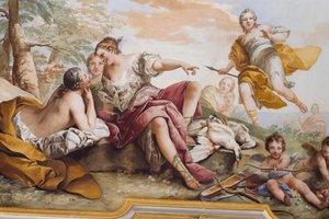 Zbytek Diany mezi nymfami, Charles-Andre van Loo (1705-1765), freska, klenutý strop ložnice, Queen