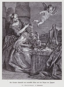 Pošetilost zkrášluje povadlé stáří ozdobami mládí od Charles Antoine (after) Coypel