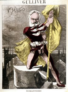 Karikatura Victora Huga od Georgese Montbarda (1841-1905). ""Gulliver - romantismus"" od Charles Auguste Loye