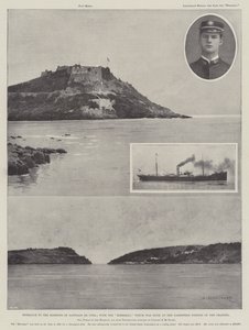 Vjezd do přístavu Santiago de Cuba; s Merrimacem, který byl potopen v nejužší části kanálu od Charles Auguste Loye