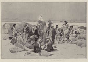 Núbijská obchodní stezka z Koroska do Abú Hamedu, zastávka karavany Arabů a Bišarínů od Charles Auguste Loye