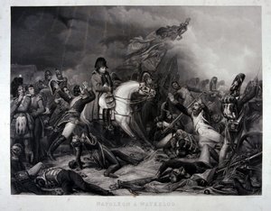 Napoleon (1769-1821) v bitvě u Waterloo, 1815 (mezzotinta)