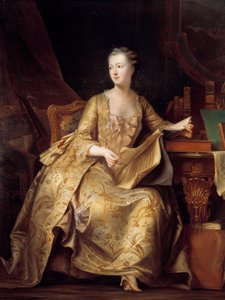Portrét Jeanne Antoinette Poisson, Madame de Pompadour (známá jako markýza z Pompadour) (1722-1764) držící partituru hudby, Obraz Charlese Auguste Steubena (1788-1856) (ec.alle) 19. století Sun. 1,65x1,32 m od Charles Auguste Steuben