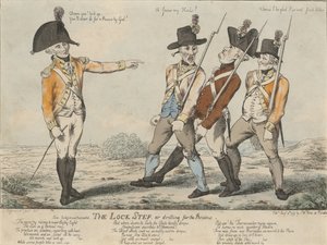 Krok zámku aneb vrtání pro recenzi, 1797 (kolorovaný lept) od Charles Aylmer