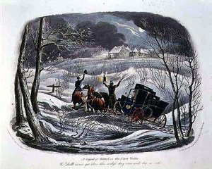 „Signal of Distress, or The Christmas Visitor“, vyryl R.G. Rychtář (fl.1811-37) hospoda. od Thomase McLeana