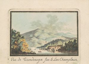Pohled na Ticonderoga z jezera Champlain od Charles B. J. Févret de Saint Mémin