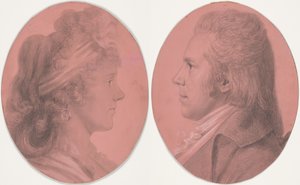 Portréty Georgese Arnolda Fitzwilliama a portrét Eleanor Ramsayové Fitzwilliamové; dvojice od Charles Balthazar Julien Févret de Saint-Mémin