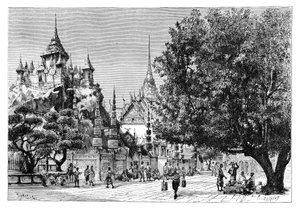Ulice v Bangkoku, Thajsko, 1895.