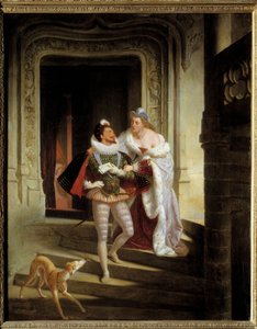 Markýza z Noirmoutiers, Charlotte de Beaune Semblancay (1551-1617) usilující o vyvrácení Jindřicha I. Lotrinského, vévody z Guise zvaného Balafre (1550-1588), aby šel na shromáždění stavů Blois před jeho zavražděním (1588) v hrad B od Charles Barthelemy Durupt