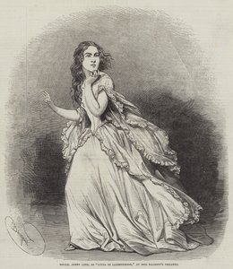 Mademoiselle Jenny Lind jako Lucia di Lammermoor v Divadle Jejího Veličenstva od Charles Baugniet