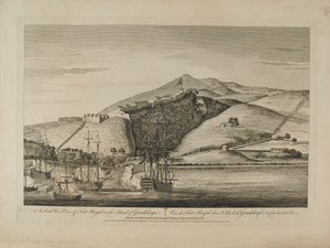 Jižní pohled na Fort Royal na ostrově Guadaloupe, 1759 circa
