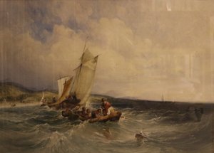 Wicklow Bay, asi 1840 (akvarel na papíře) od Charles Bentley