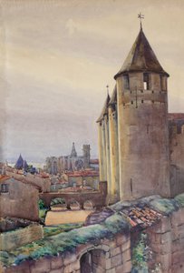 Interiér města Carcassonne, cca 1904 (akvarel)