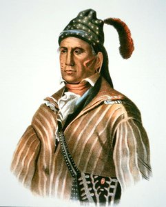 Menawa, náčelník lidu Creek, z obrazu z roku 1826 (barevné lito)