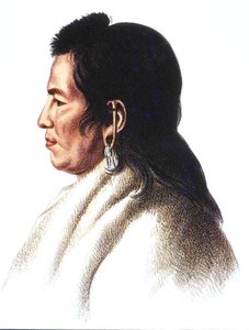 Shahaka (Velká bílá) náčelník lidu Mandan (barva litho)