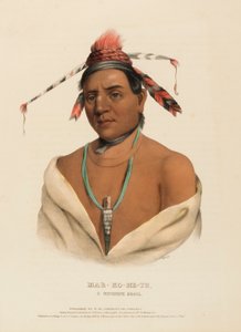 MAR-KO-ME-TE, MENOMENE BRAVE, z knihy Dějiny indiánských kmenů Severní Ameriky od Charles Bird King
