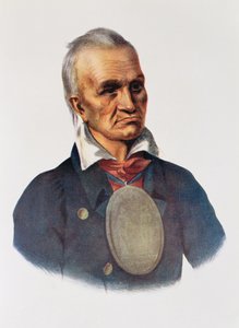 Red Jacket, válečný náčelník Seneků, 1828, ilustrace z knihy "The Indian Tribes of North America, Vol.1", autorů Thomase L. McKenneyho a Jamese Halla, vydáno Johnem Grantem.
