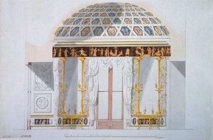 Návrh kabinetu Jasper v pavilonu achátů v Carskoje Selo, 80. léta 18. století.