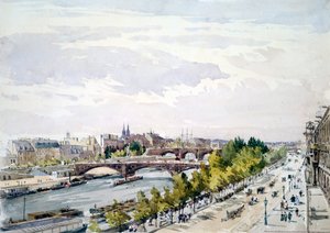 Paříž, z okna Salle dApollon v Louvru při pohledu na západ, červenec 1867