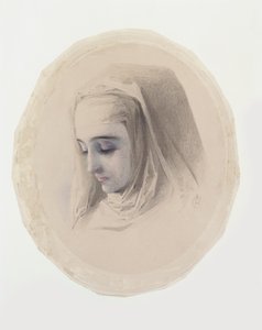 Studie hlavy klášterních myšlenek, 1851 (kvaš a čb na papíře) od Charles Collins