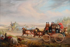 Hull-Londýnská královská pošta Potkává na cestě cestovní vůz, asi 1835 (olej na plátně) od Charles Cooper Henderson