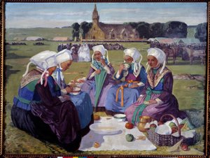 Plougastelovy ženy v Pardonu svaté Anny la Palud v roce 1903. Malba Charlese Cotteta (1863-1924)