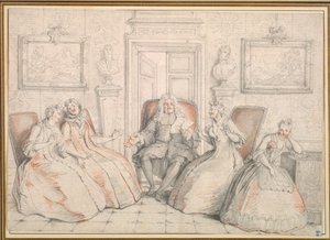 Trissotin Reading Philaminte, Bélise a Armande..., pravděpodobně c. 1725-1726. od Charles Coypel