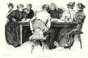 Hra v dámu v Mnichově (litografie) od Charles Dana Gibson