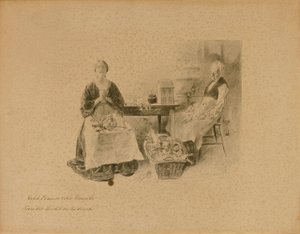 Caleb Plummer a jeho dcera, z knihy "Cvrček na krbu" od Charles Dana Gibson