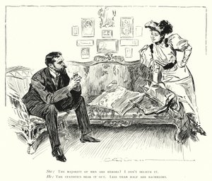 Muži jsou hrdinové - méně než polovina jsou mládenci (litho) od Charles Dana Gibson
