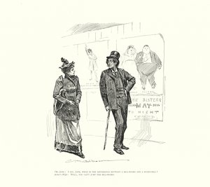 Herec: Jaký je rozdíl mezi billboardem a billboardem Hercova žena: No, na bill-board se nedá skočit (litografie). od Charles Dana Gibson