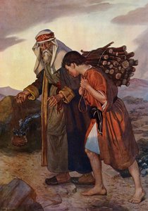 Abraham obětující Izáka (barevné lito)