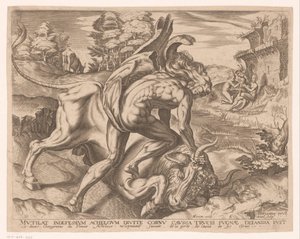Herkules zkrotí krétského býka Labors of Hercules po Frans Floris (název série)