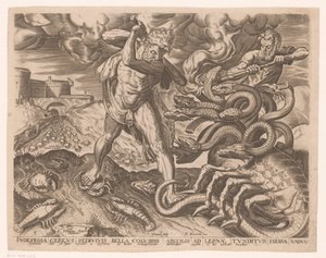 Hercules porazí hydru Lerny Labors of Hercules po Frans Floris (název série)