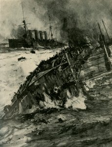 Potopení HMS Aboukir, první světová válka, 22. září 1914, c1920. od Charles Dixon