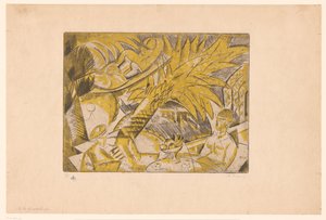 Opalující se postavy pod palmou A la Guadeloupe (název na objektu) od Charles Dufresne (signed by artist)