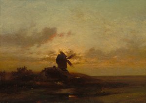 Větrný mlýn, konec 1850 (olej na tkanině) od Charles Duprez