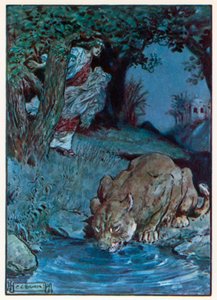 "Nevítaná bytost" (barevná litografie) od Charles Edmund (after) Brock