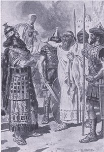 Croesus stojí ve stínu smrti, z My Magazine, pub. 1922 (litho) od Charles Edmund Brock