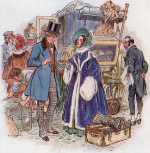 Velká očekávání, Estella přijíždí do Cheapside autobusem z Rochesteru od Charles Edmund Brock