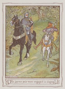 Ilustrace pro Ivanhoe od Sira Waltera Scotta (barevné lito) od Charles Edmund Brock
